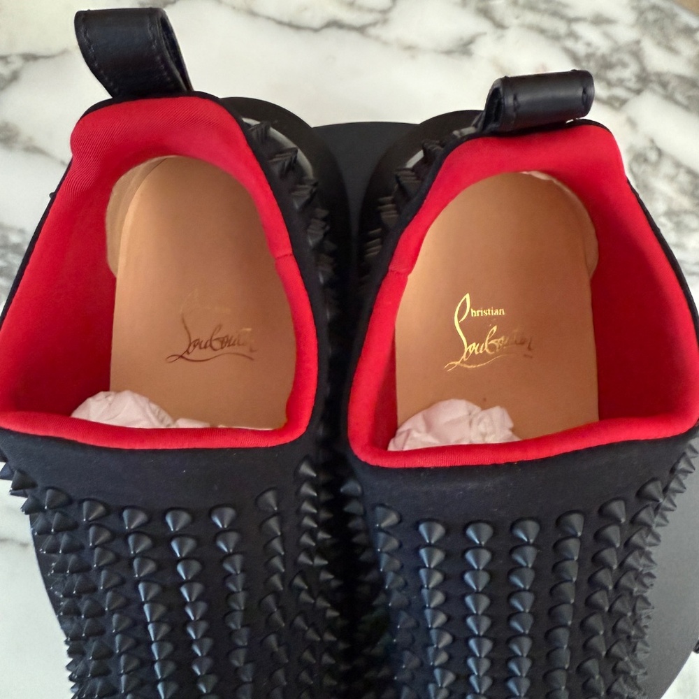 Christian Louboutin 1190270 Men's Black Spike-Sock Flat Neoprene, sizes - Picture 12 of 15